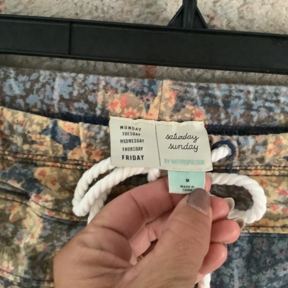 Anthropologie Floral Blue and Yellow Joggers - Picture 4 of 8
